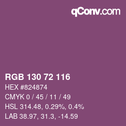 Código de color: RGB 130 72 116 | qconv.com