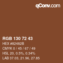 颜色代码: RGB 130 72 43 | qconv.com