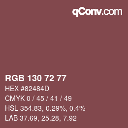颜色代码: RGB 130 72 77 | qconv.com