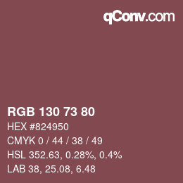 Color code: RGB 130 73 80 | qconv.com