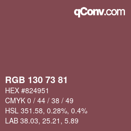 Color code: RGB 130 73 81 | qconv.com
