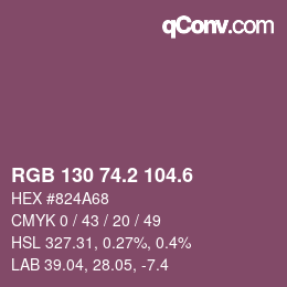 カラーコード: RGB 130 74.2 104.6 | qconv.com