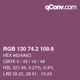 カラーコード: RGB 130 74.2 109.6 | qconv.com