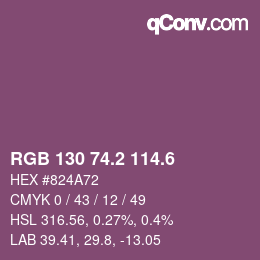 カラーコード: RGB 130 74.2 114.6 | qconv.com