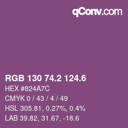 カラーコード: RGB 130 74.2 124.6 | qconv.com