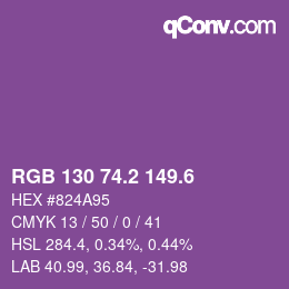 カラーコード: RGB 130 74.2 149.6 | qconv.com