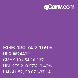 カラーコード: RGB 130 74.2 159.6 | qconv.com