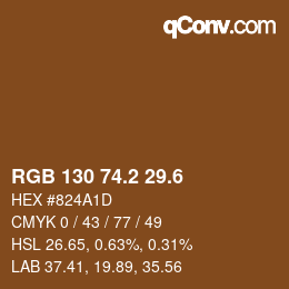 カラーコード: RGB 130 74.2 29.6 | qconv.com