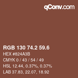 カラーコード: RGB 130 74.2 59.6 | qconv.com