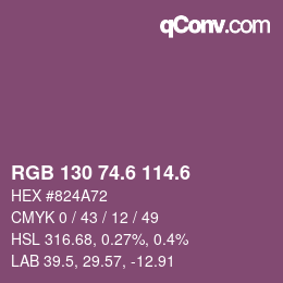 カラーコード: RGB 130 74.6 114.6 | qconv.com