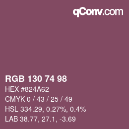 颜色代码: RGB 130 74 98 | qconv.com
