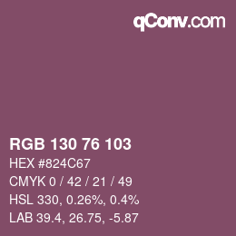 Color code: RGB 130 76 103 | qconv.com
