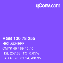 Color code: RGB 130 78 255 | qconv.com