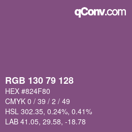 カラーコード: RGB 130 79 128 | qconv.com