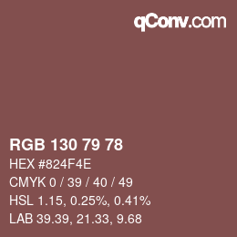 カラーコード: RGB 130 79 78 | qconv.com