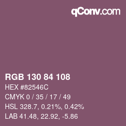 カラーコード: RGB 130 84 108 | qconv.com