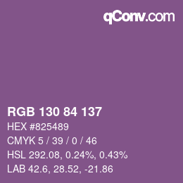 カラーコード: RGB 130 84 137 | qconv.com