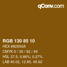 Farbcode: RGB 130 85 10 | qconv.com