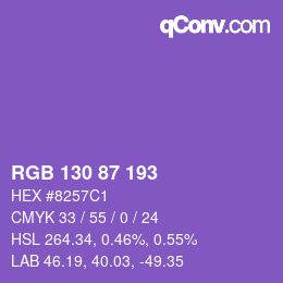 颜色代码: RGB 130 87 193 | qconv.com