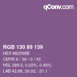 Farbcode: RGB 130 89 139 | qconv.com