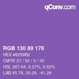 カラーコード: RGB 130 89 178 | qconv.com