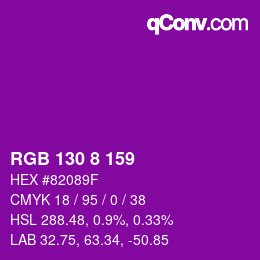 Color code: RGB 130 8 159 | qconv.com