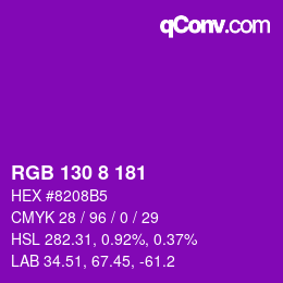 颜色代码: RGB 130 8 181 | qconv.com
