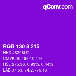 カラーコード: RGB 130 8 215 | qconv.com