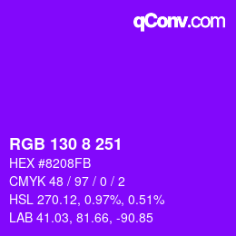 カラーコード: RGB 130 8 251 | qconv.com
