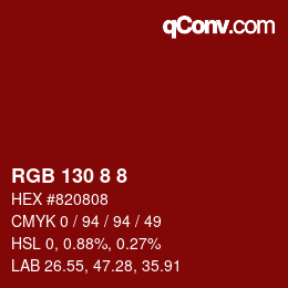 颜色代码: RGB 130 8 8 | qconv.com