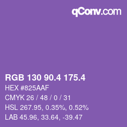 カラーコード: RGB 130 90.4 175.4 | qconv.com