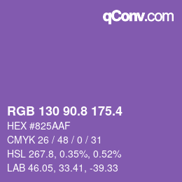 カラーコード: RGB 130 90.8 175.4 | qconv.com