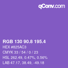 カラーコード: RGB 130 90.8 195.4 | qconv.com