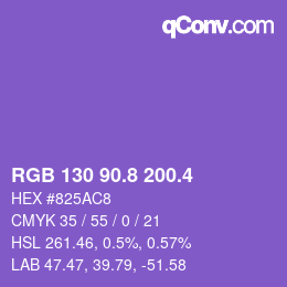 カラーコード: RGB 130 90.8 200.4 | qconv.com