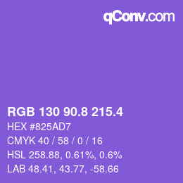 カラーコード: RGB 130 90.8 215.4 | qconv.com