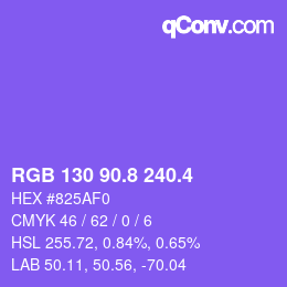 カラーコード: RGB 130 90.8 240.4 | qconv.com