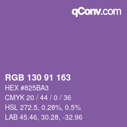 Color code: RGB 130 91 163 | qconv.com