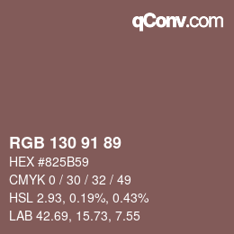 Color code: RGB 130 91 89 | qconv.com