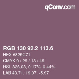 カラーコード: RGB 130 92.2 113.6 | qconv.com