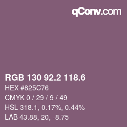 カラーコード: RGB 130 92.2 118.6 | qconv.com