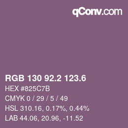 カラーコード: RGB 130 92.2 123.6 | qconv.com