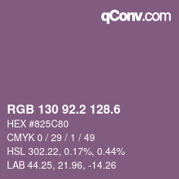 カラーコード: RGB 130 92.2 128.6 | qconv.com