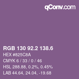 カラーコード: RGB 130 92.2 138.6 | qconv.com
