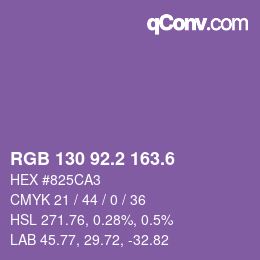 カラーコード: RGB 130 92.2 163.6 | qconv.com