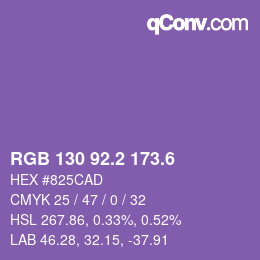 カラーコード: RGB 130 92.2 173.6 | qconv.com