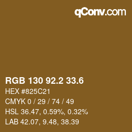 カラーコード: RGB 130 92.2 33.6 | qconv.com