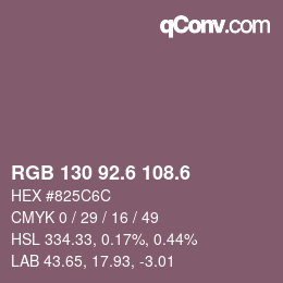 カラーコード: RGB 130 92.6 108.6 | qconv.com