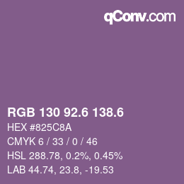 カラーコード: RGB 130 92.6 138.6 | qconv.com