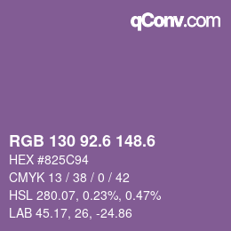 カラーコード: RGB 130 92.6 148.6 | qconv.com