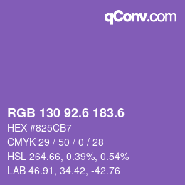 カラーコード: RGB 130 92.6 183.6 | qconv.com